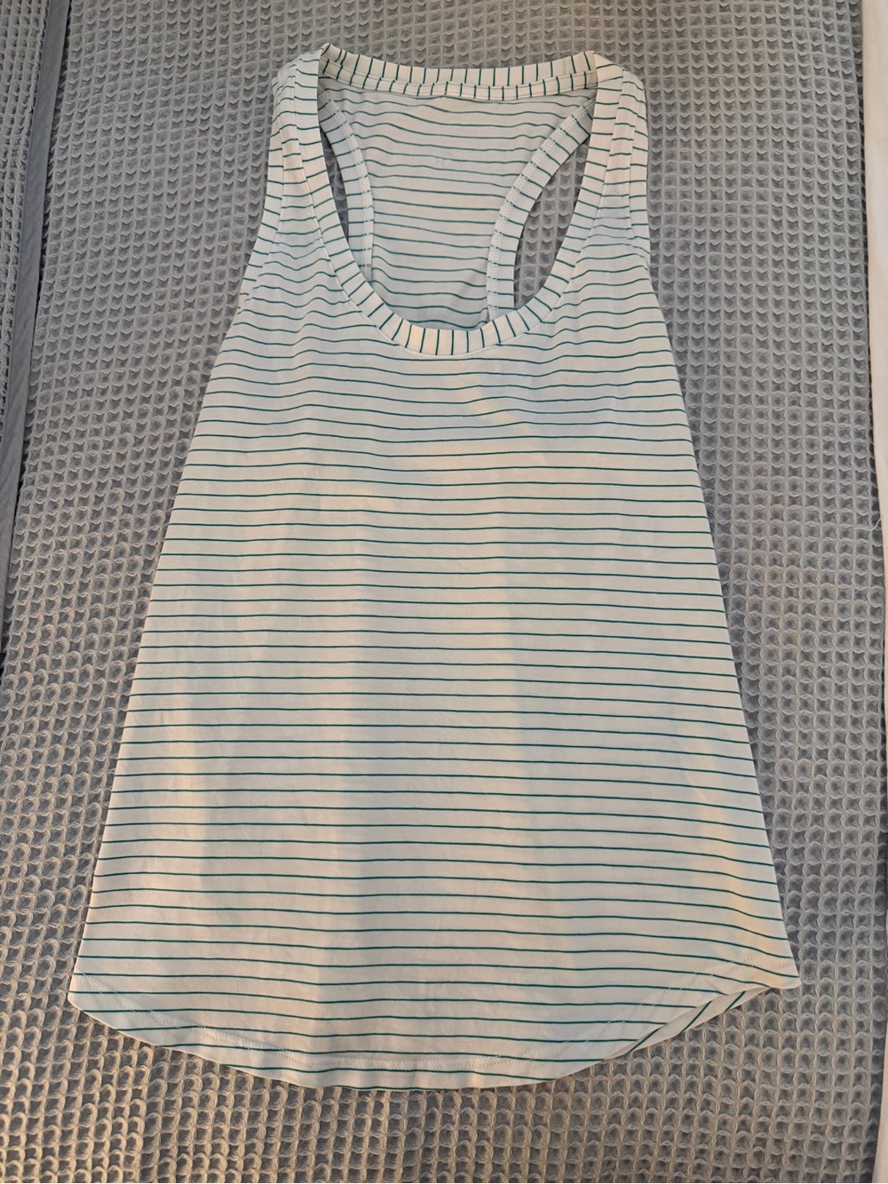 lululemon athletica White Racerback Sleep Tank with Teal Stripes